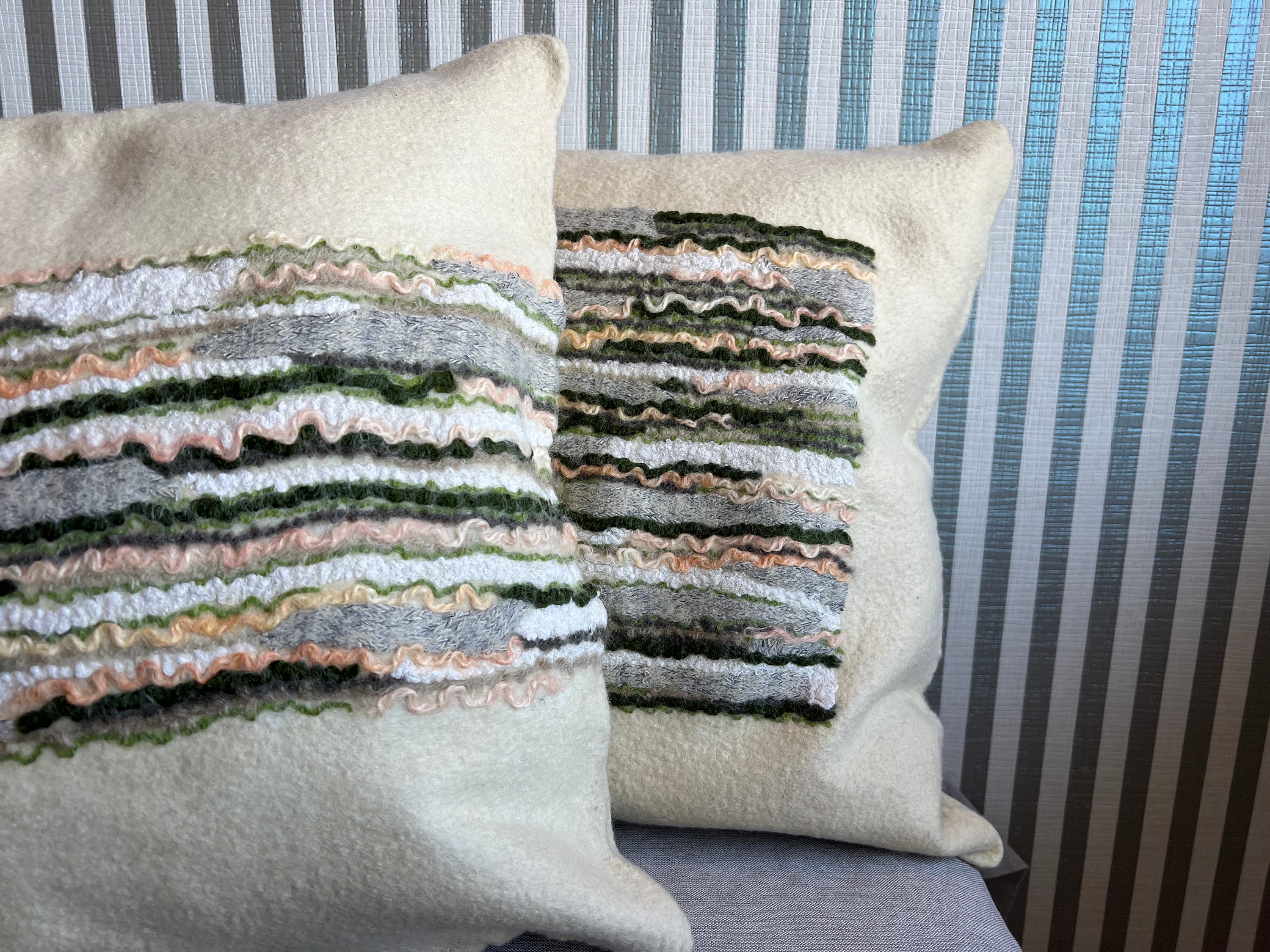 Merino Wool Pillow Cover – Textural Stripes