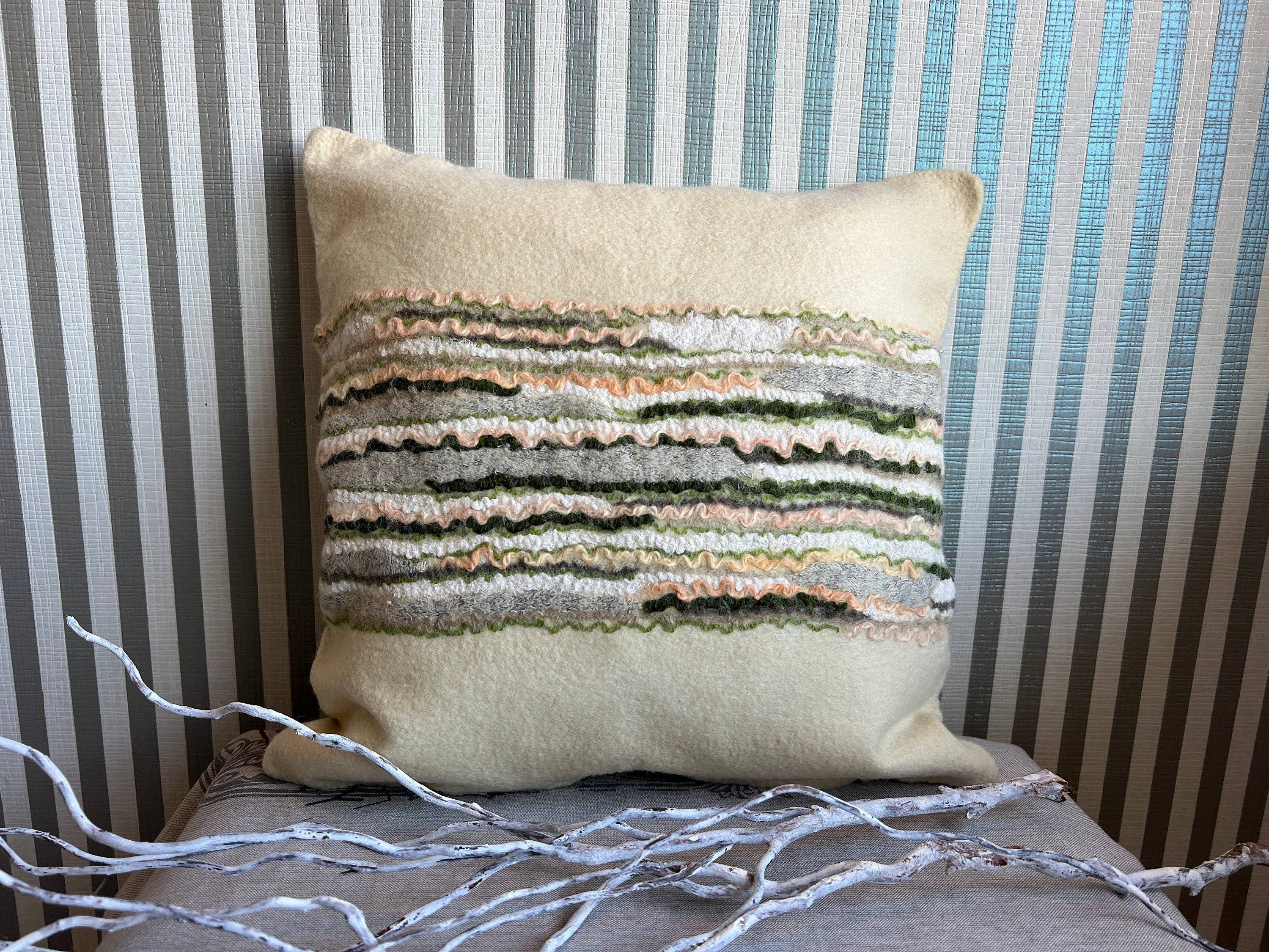 Merino Wool Pillow Cover – Textural Stripes