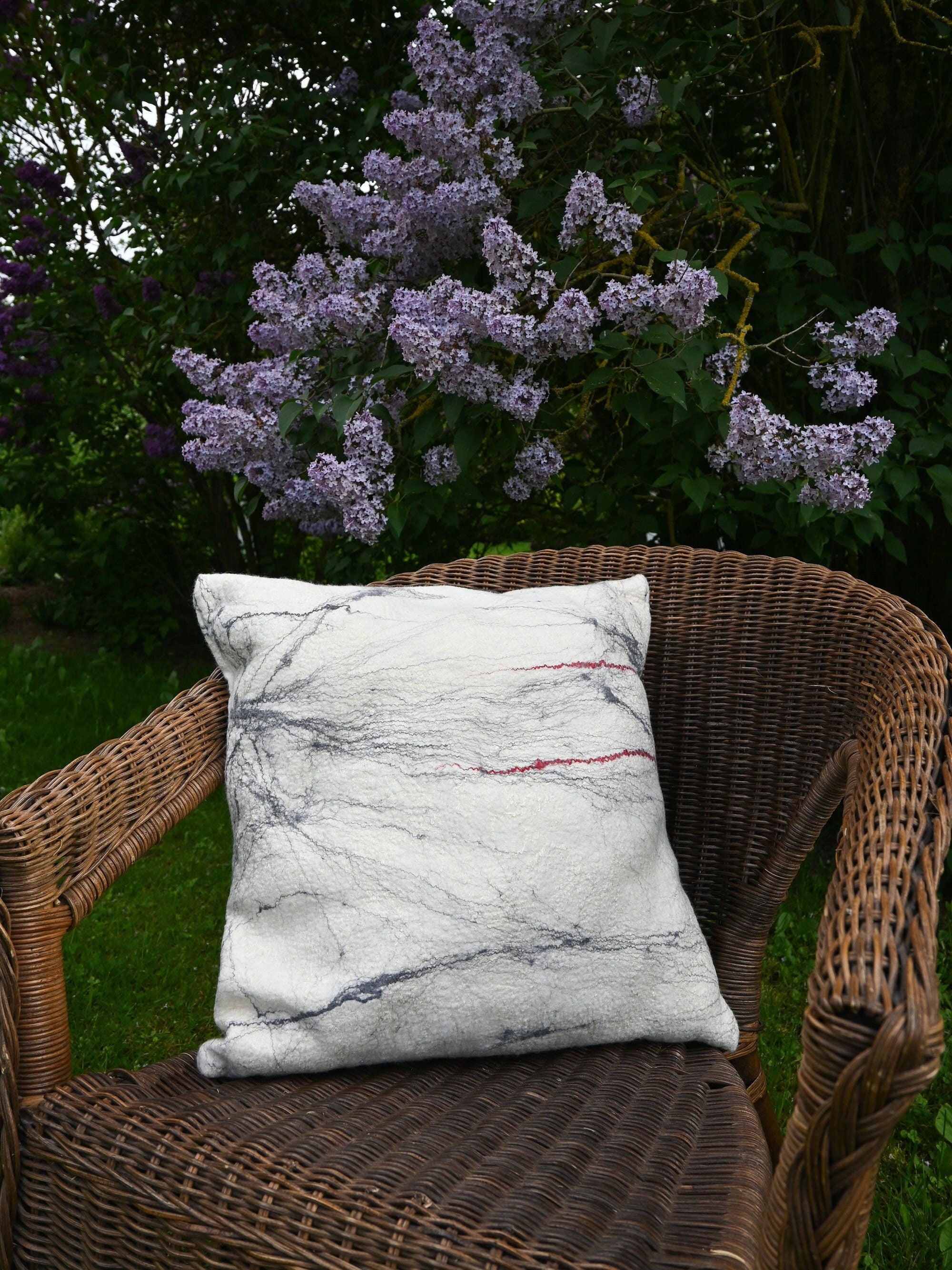 Handmade Merino Cushion – White