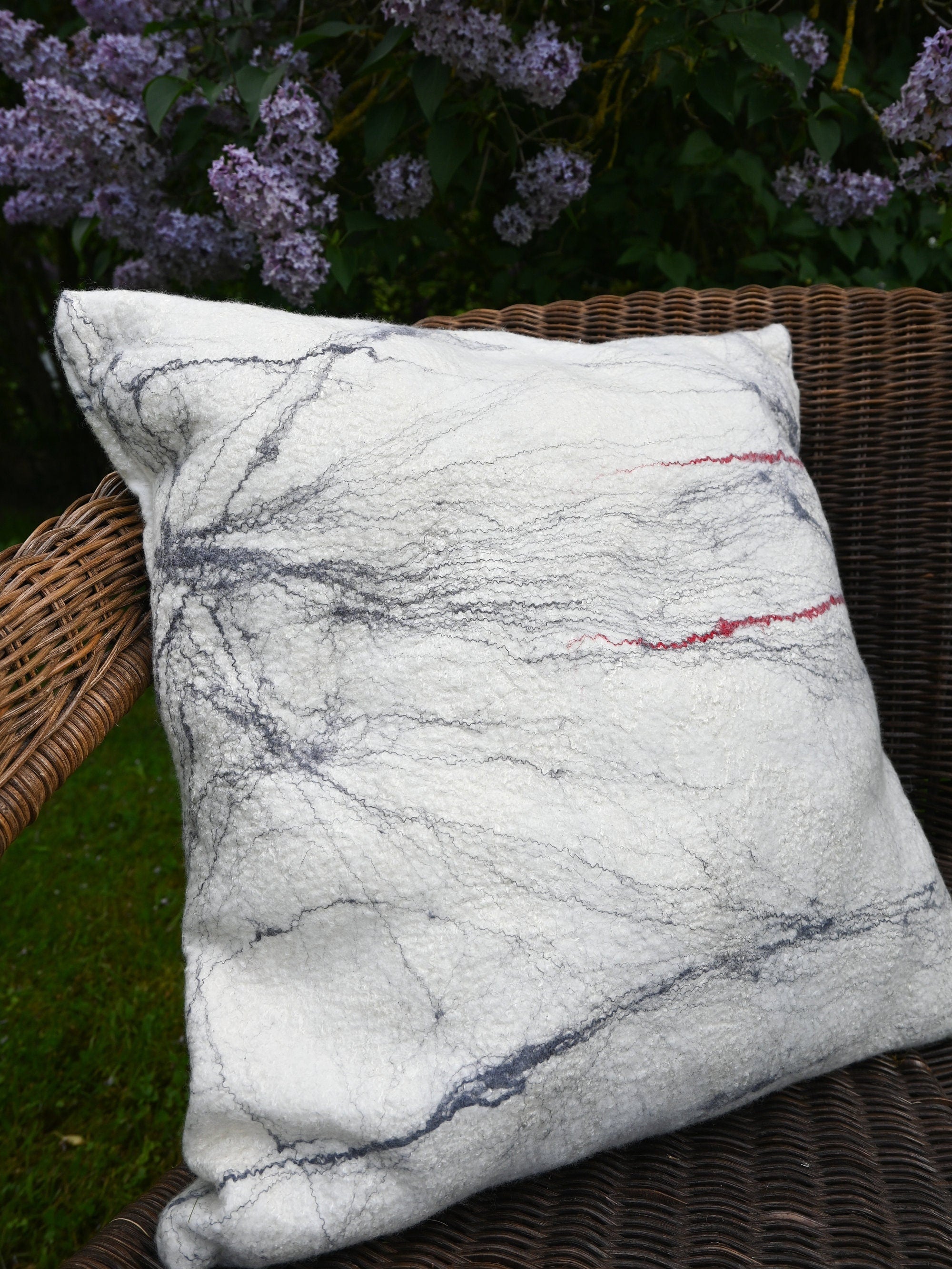 Handmade Merino Cushion – White