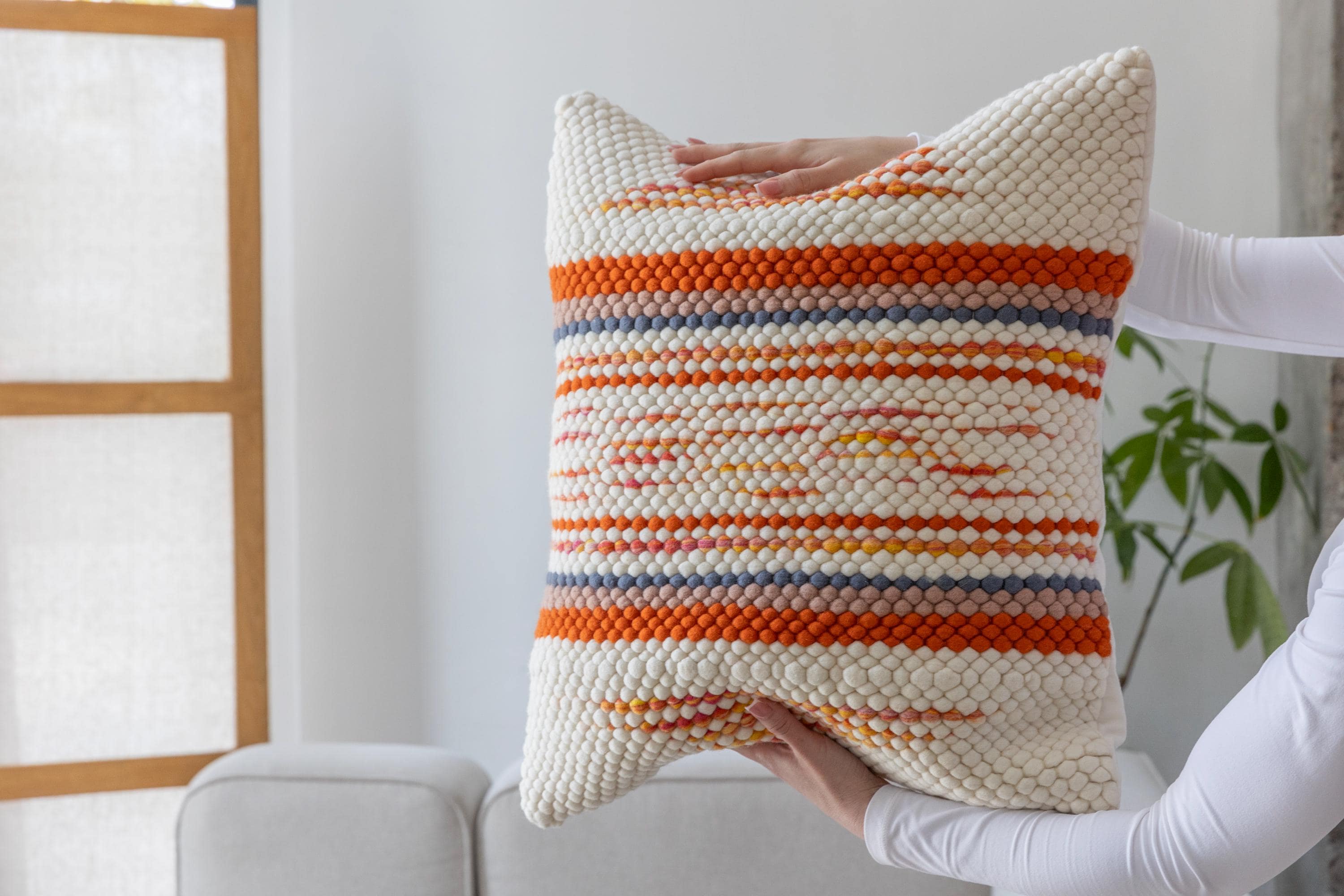 Handwoven Merino Pillow Cover – Textured