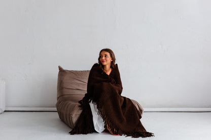 Merino Throw Blanket – Chocolate Brown