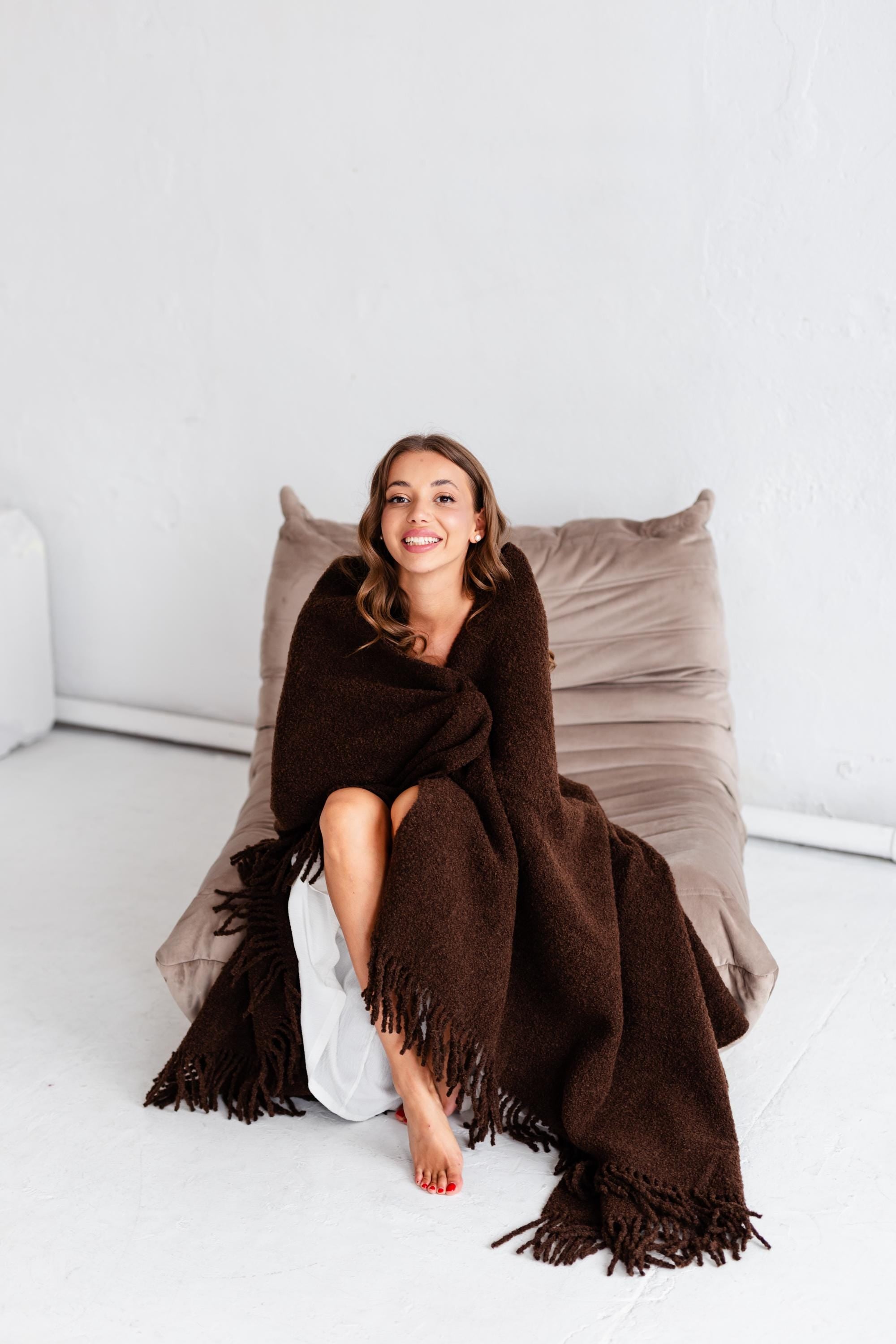 Merino Throw Blanket – Chocolate Brown
