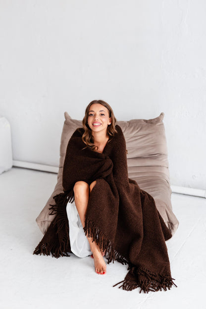 Merino Throw Blanket – Chocolate Brown