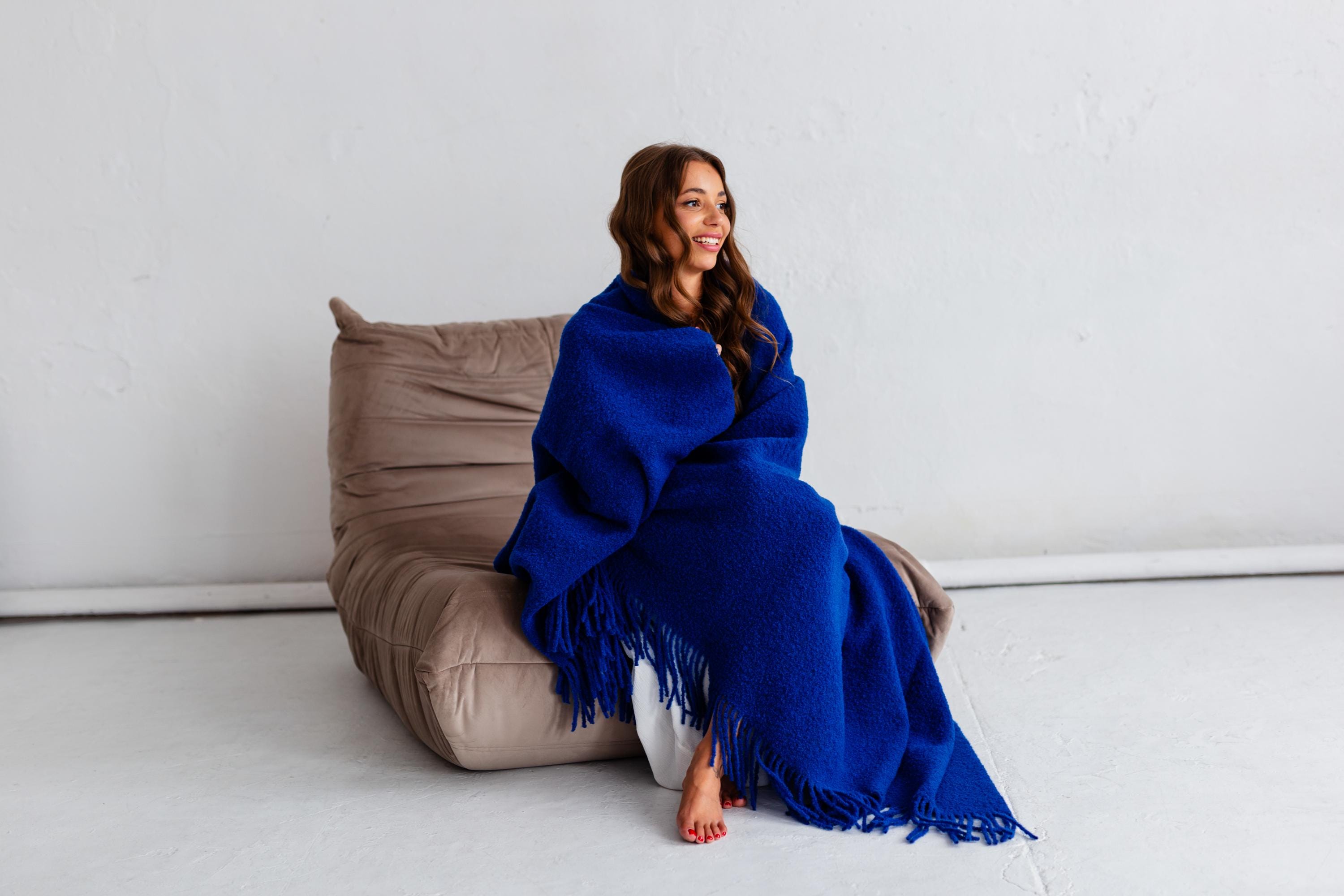 Merino Sofa Throw – Ocean Blue