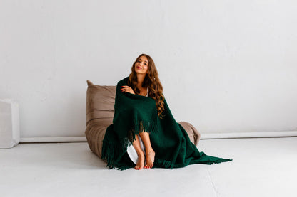 Merino Sofa Throw – Bottle Green