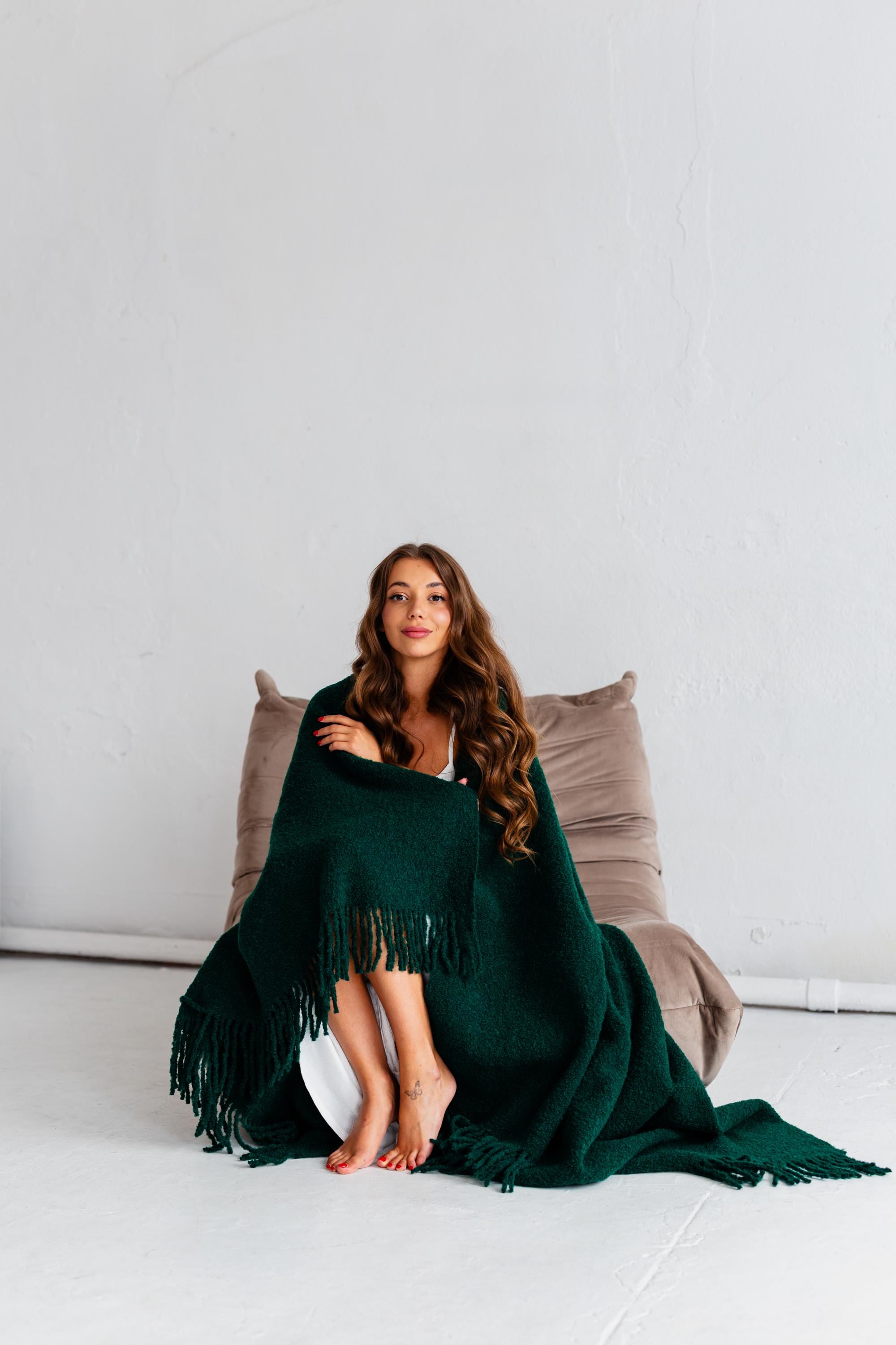 Merino Sofa Throw – Bottle Green