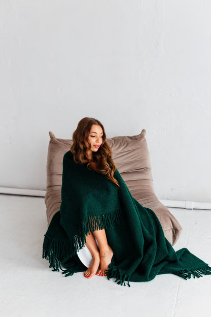 Merino Sofa Throw – Bottle Green