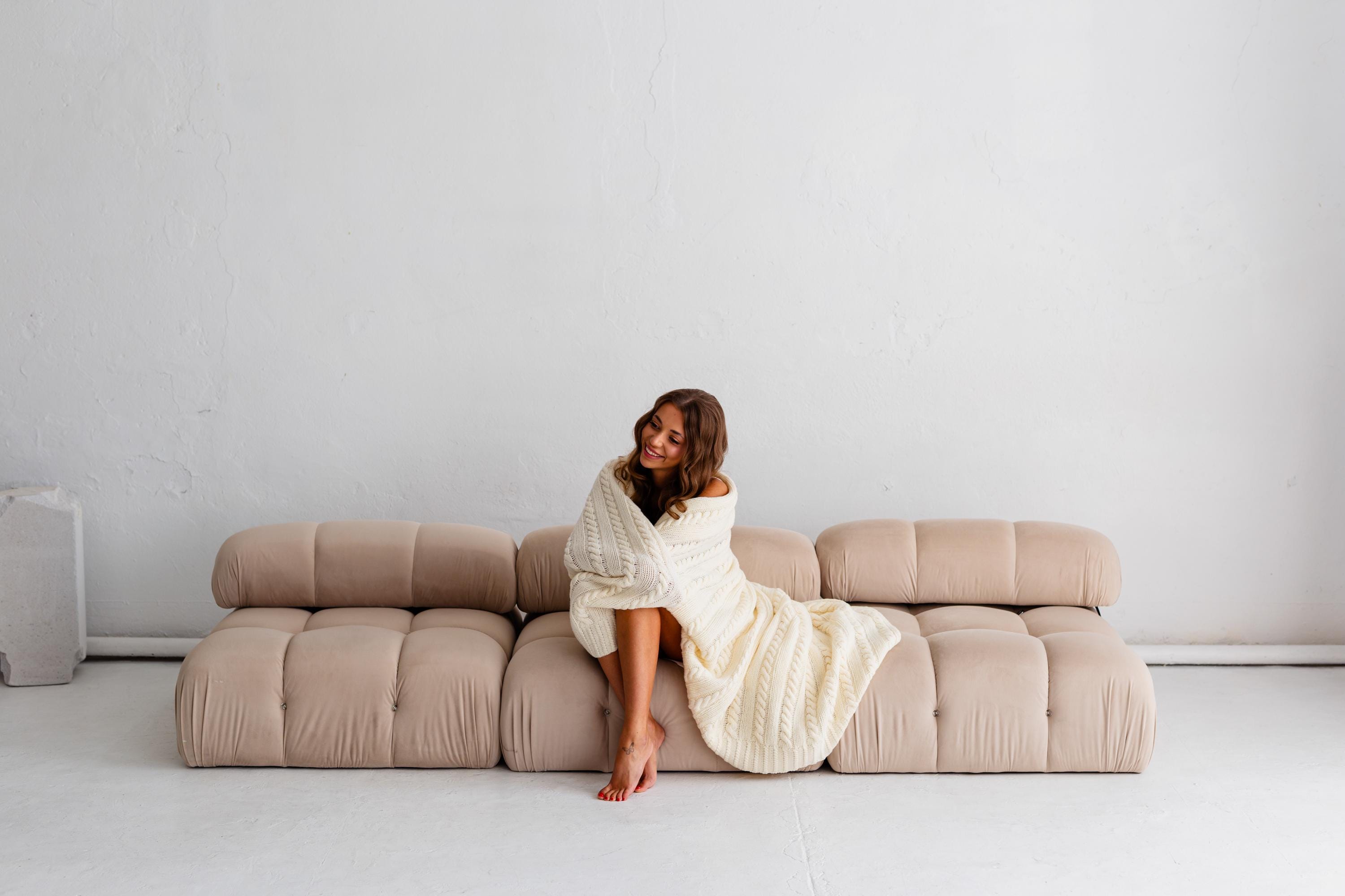 Merino Sofa Throw – Cream Vanilla