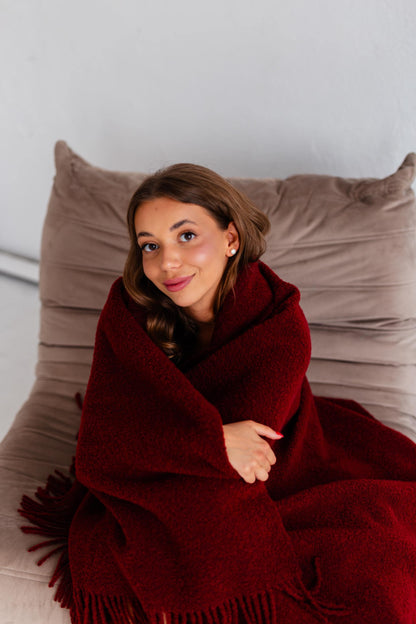 Merino Sofa Throw – Wine Burgundy