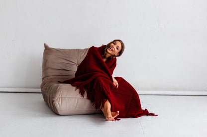 Merino Sofa Throw – Wine Burgundy