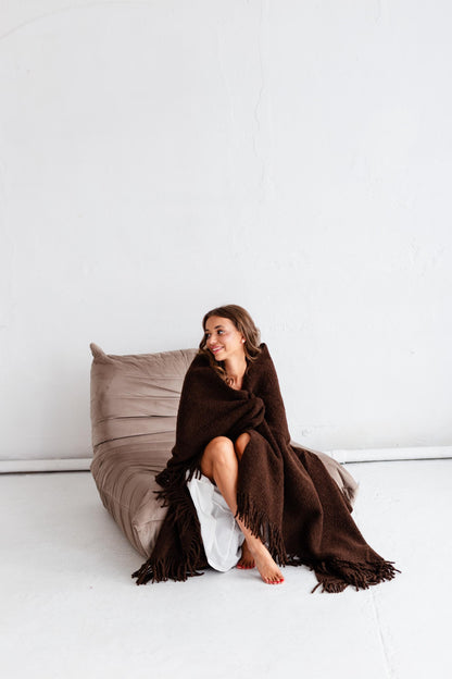 Merino Throw Blanket – Chocolate Brown