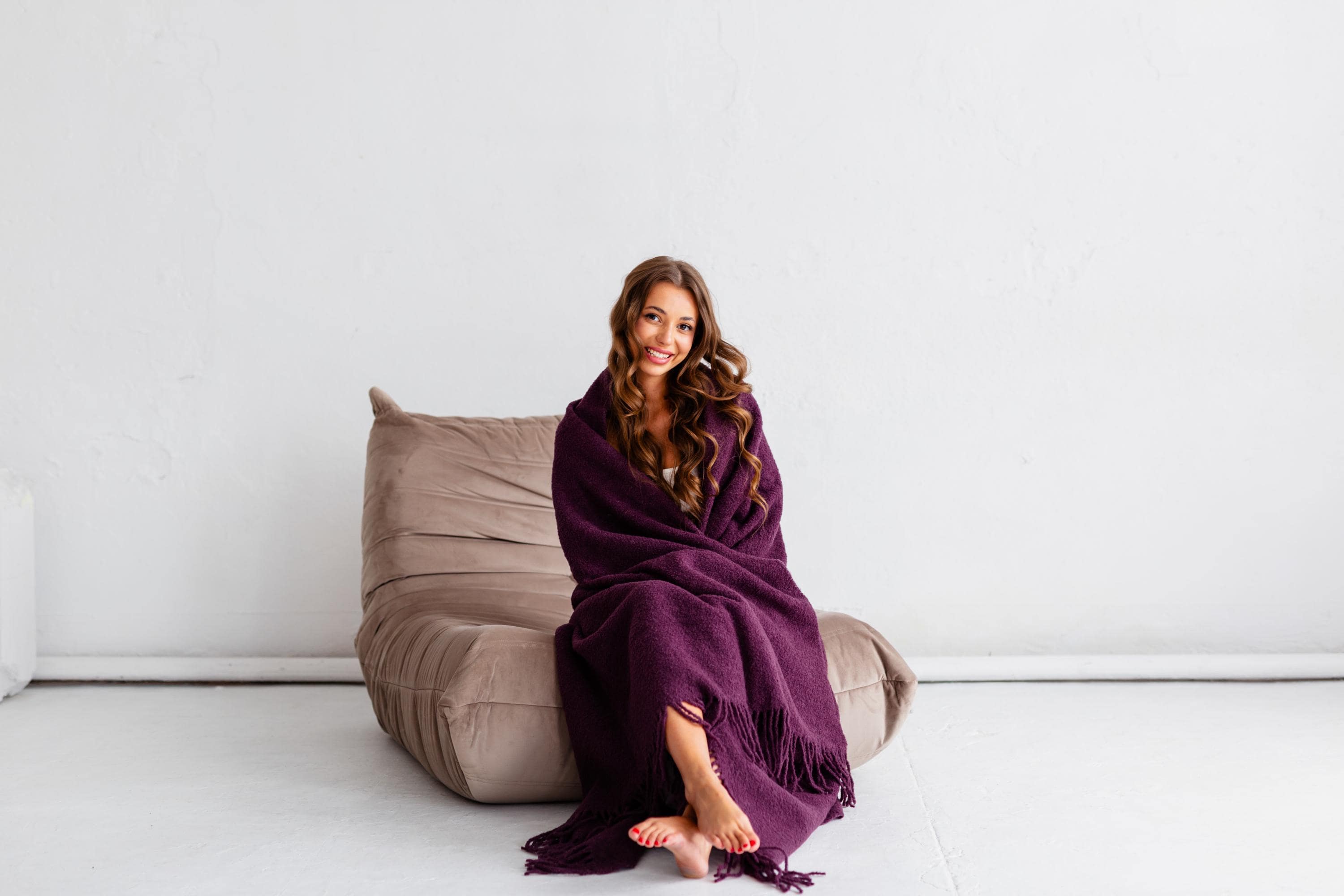 Merino Sofa Throw – Plum Purple