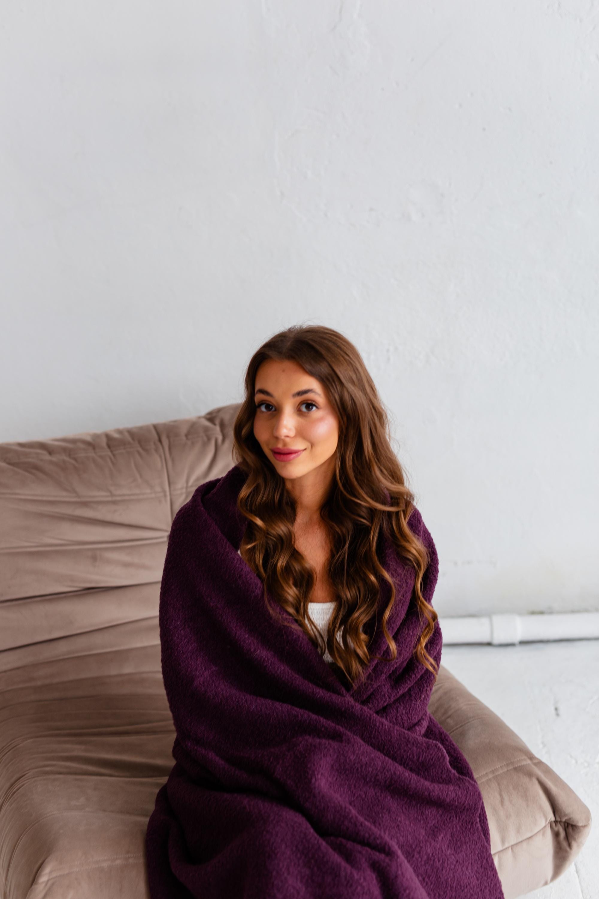 Merino Sofa Throw – Plum Purple