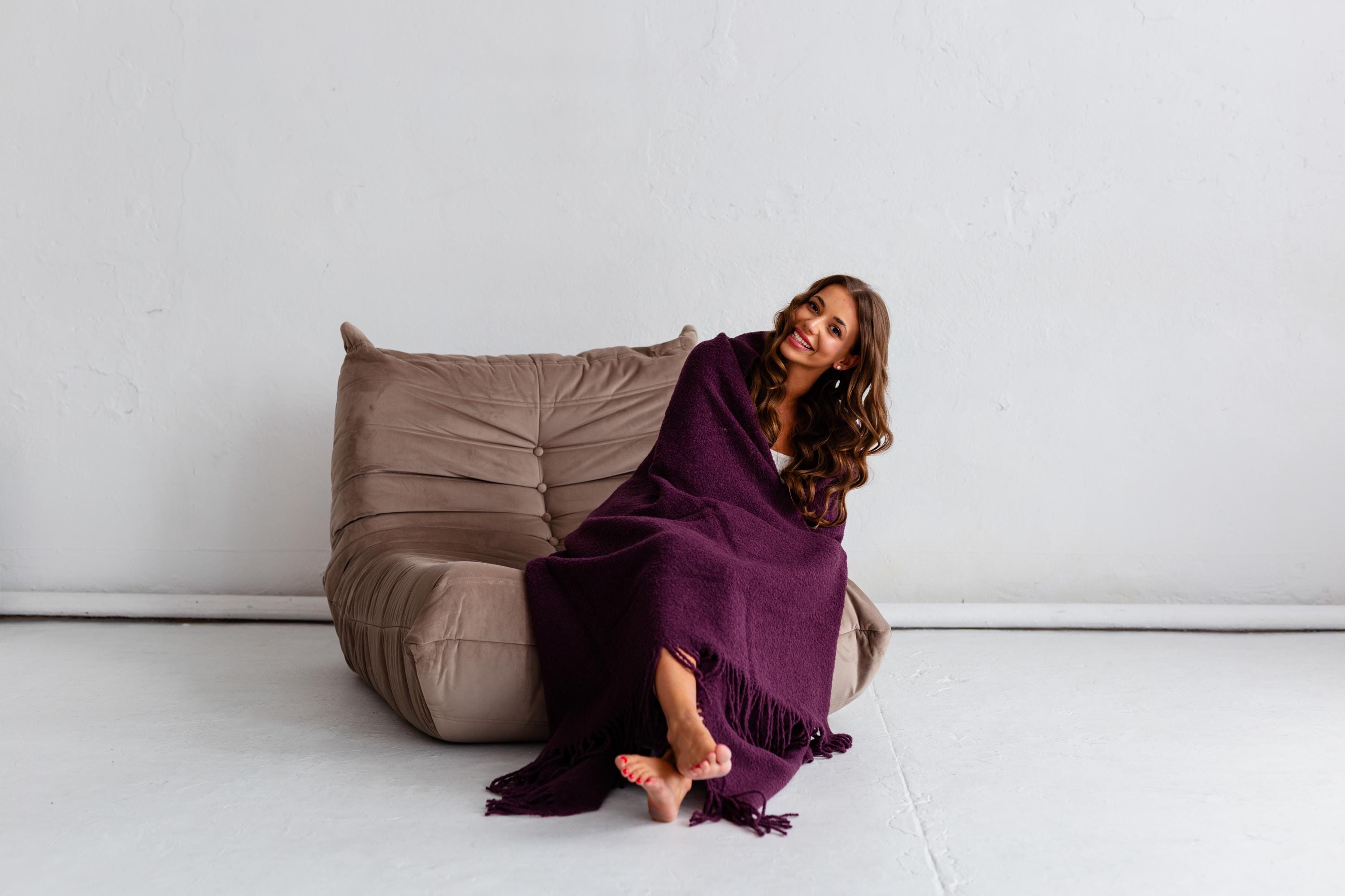 Merino Sofa Throw – Plum Purple