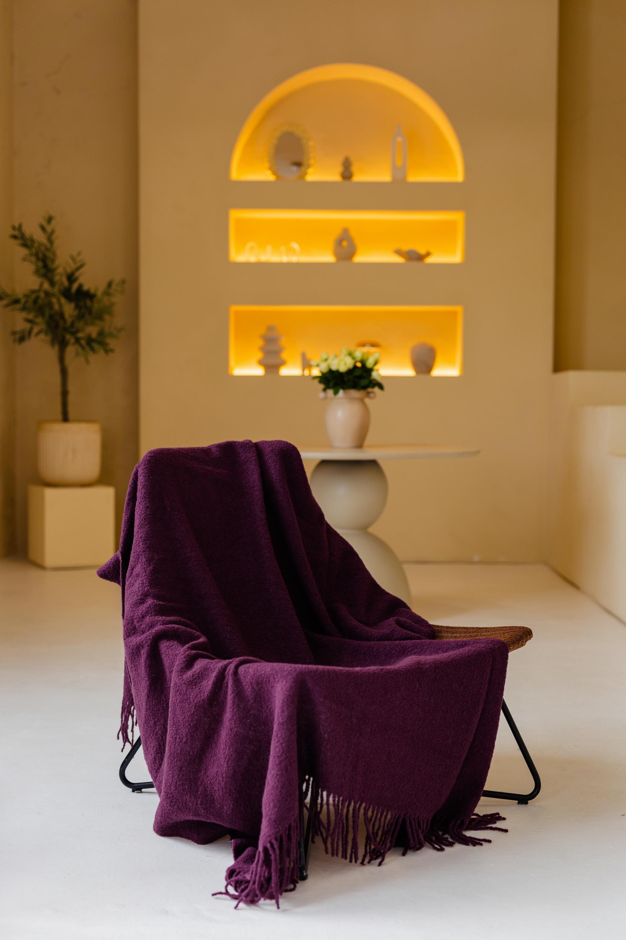 Merino Sofa Throw – Plum Purple