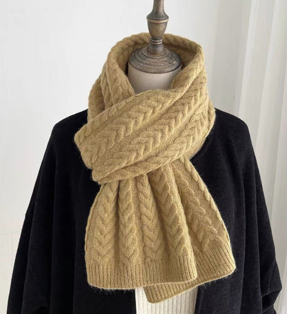 Korean Version Of Solid Color Knitted Wool Warm Scarf In Winter - Alpaca House