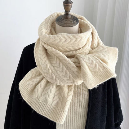 Korean Version Of Solid Color Knitted Wool Warm Scarf In Winter - Alpaca House