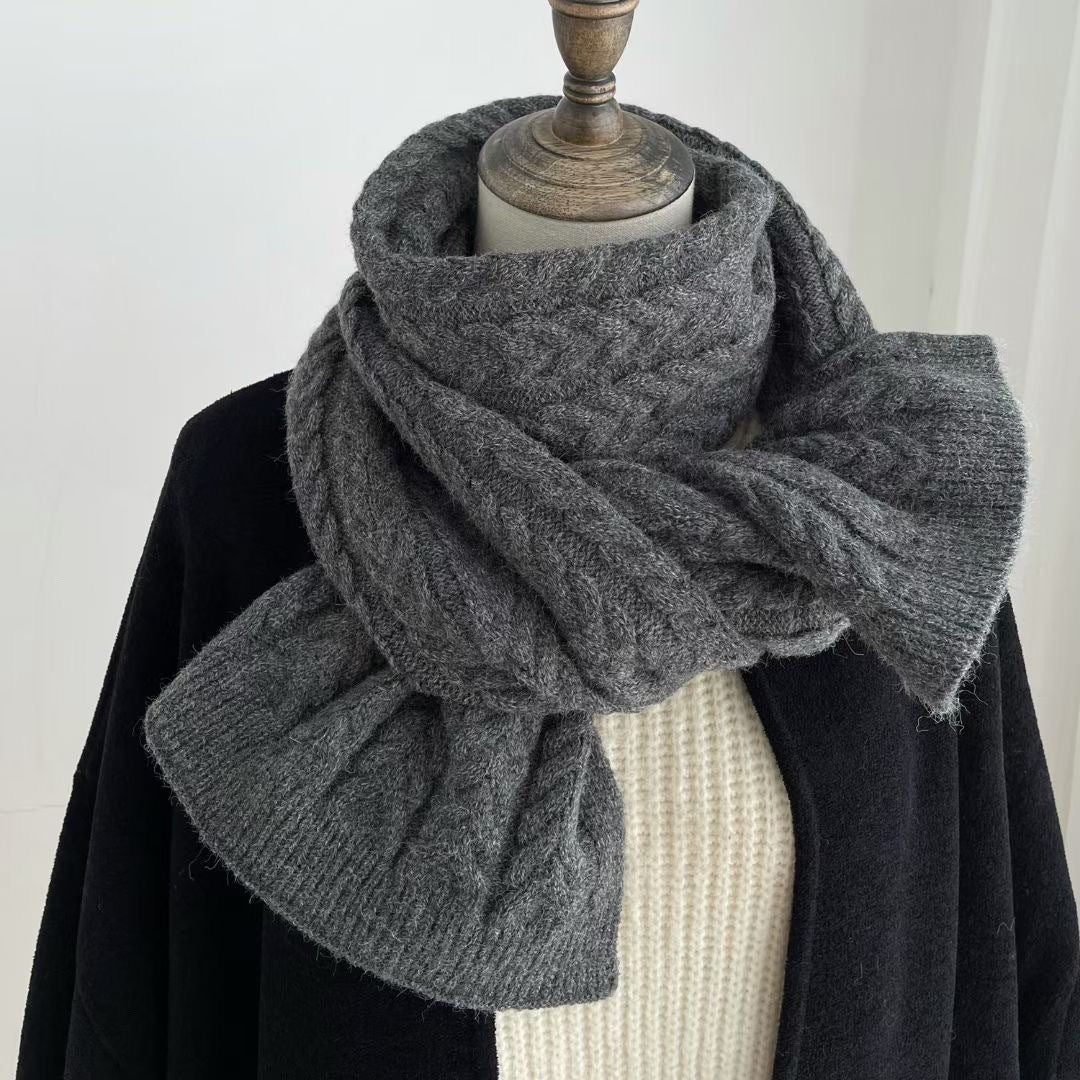 Korean Version Of Solid Color Knitted Wool Warm Scarf In Winter - Alpaca House