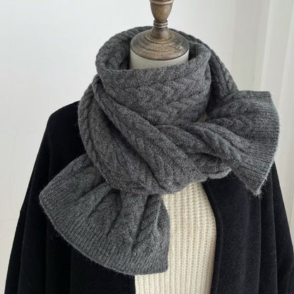 Korean Version Of Solid Color Knitted Wool Warm Scarf In Winter - Alpaca House