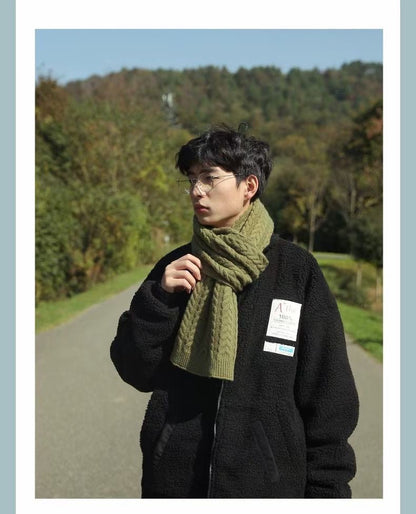 Korean Version Of Solid Color Knitted Wool Warm Scarf In Winter - Alpaca House