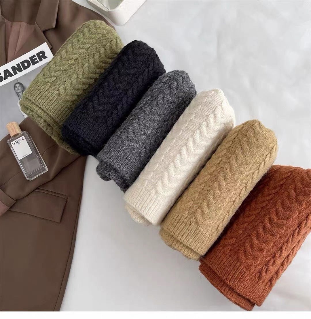 Korean Version Of Solid Color Knitted Wool Warm Scarf In Winter - Alpaca House