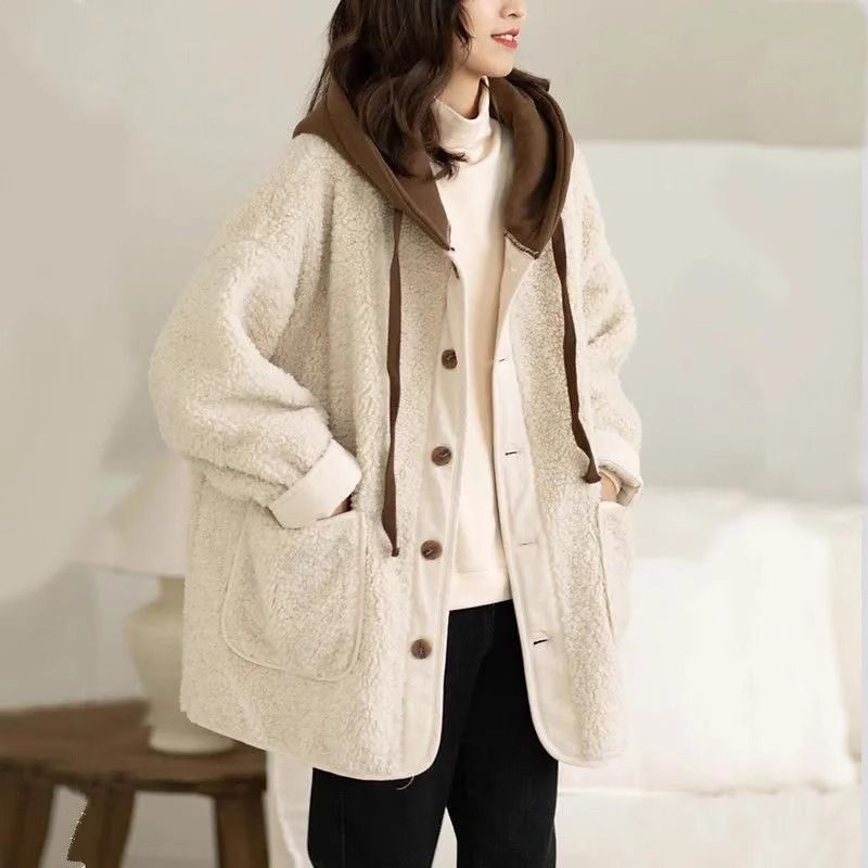Lamb Wool Fleece - lined Hooded Women's Short Jacket - Alpaca House