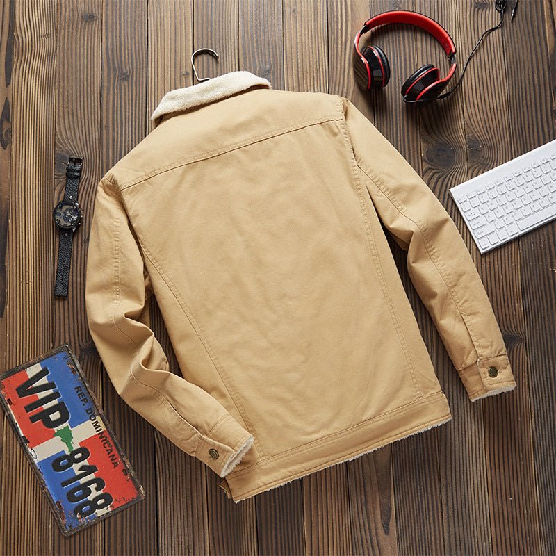 Lamb Wool Plus Fleece Cargo Jacket Men - Alpaca House