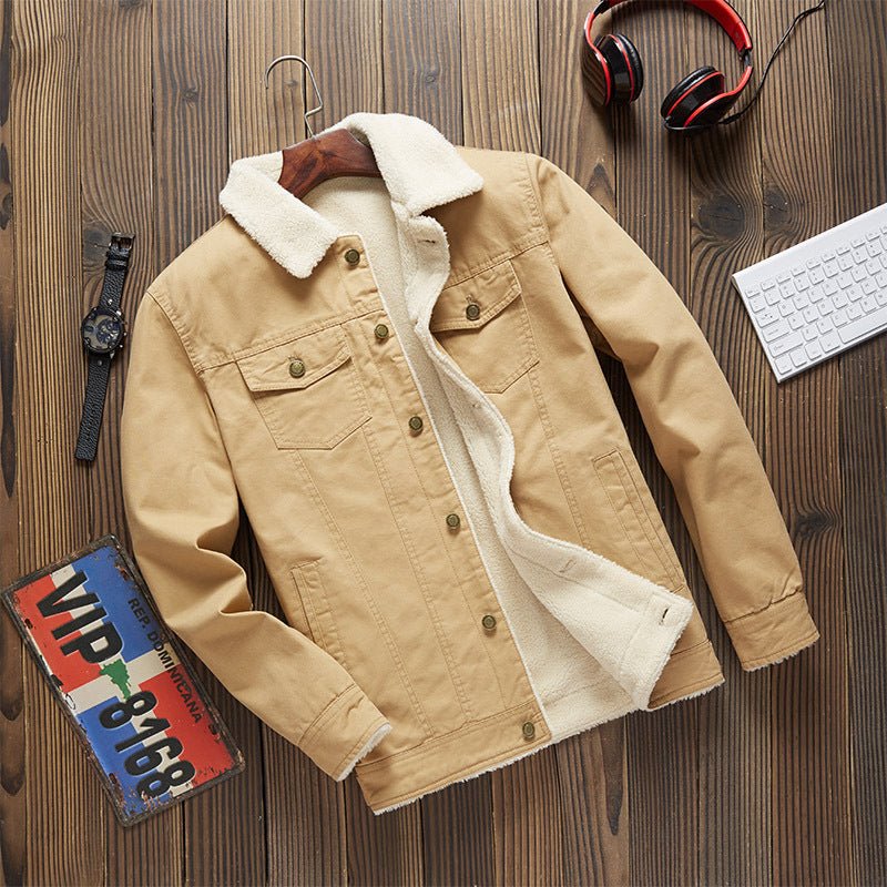 Lamb Wool Plus Fleece Cargo Jacket Men - Alpaca House