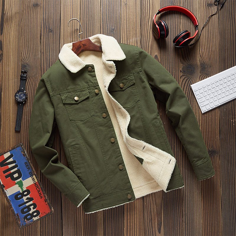 Lamb Wool Plus Fleece Cargo Jacket Men - Alpaca House