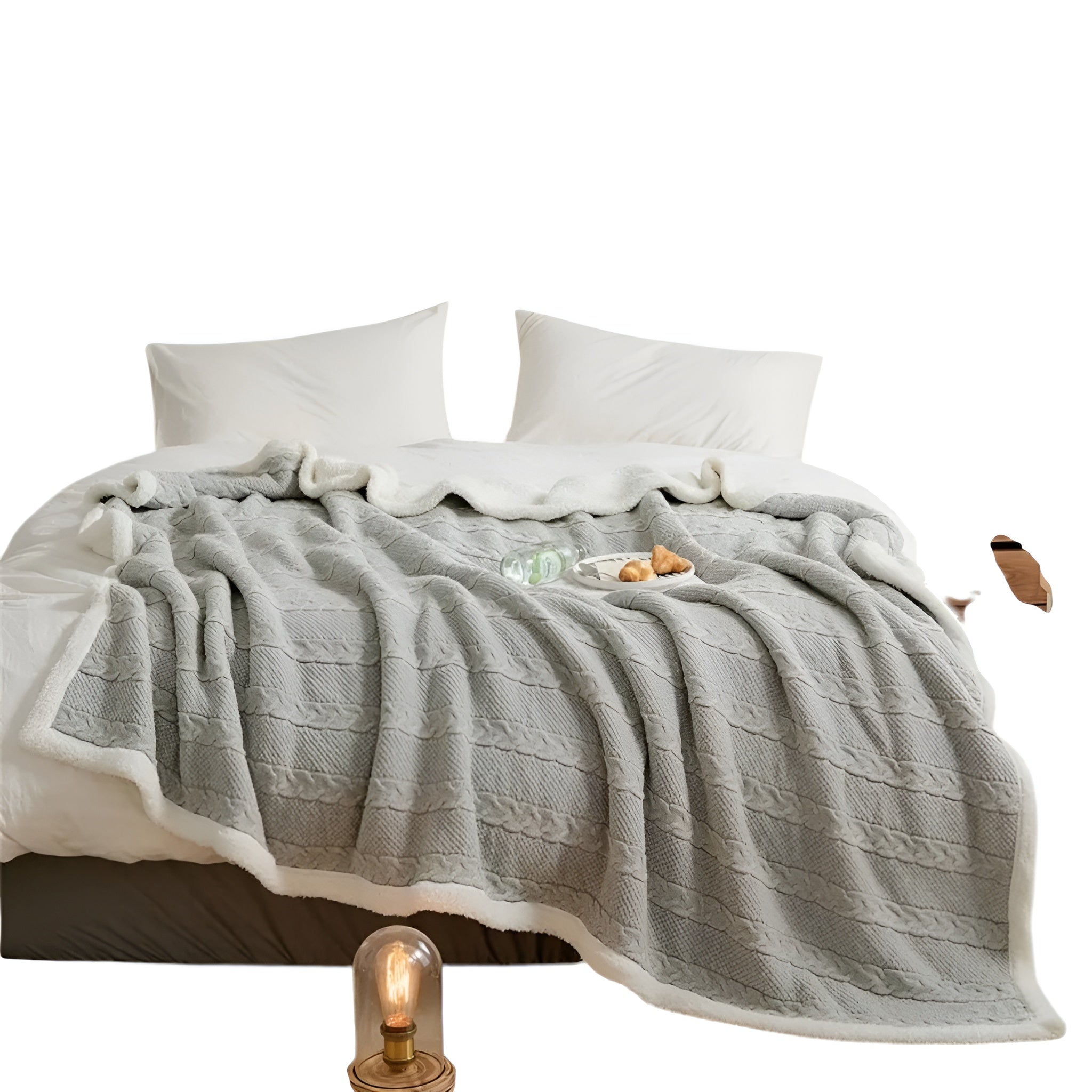 Lambswool & Cotton Knit Blanket Thick, Luxurious Warmth for Cozy Comfort - Alpaca House