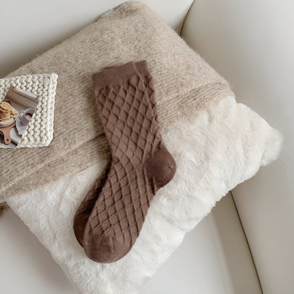 Medium Cashmere Knitted Socks Soft, Cozy Warmth with Elegant Checked Design - Alpaca House