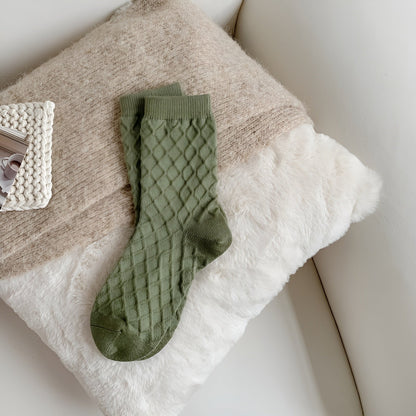 Medium Cashmere Knitted Socks Soft, Cozy Warmth with Elegant Checked Design - Alpaca House