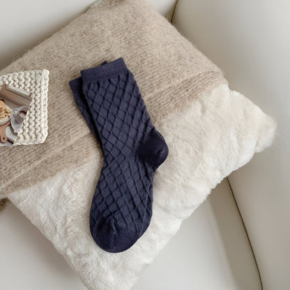 Medium Cashmere Knitted Socks Soft, Cozy Warmth with Elegant Checked Design - Alpaca House