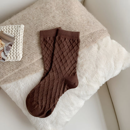 Medium Cashmere Knitted Socks Soft, Cozy Warmth with Elegant Checked Design - Alpaca House