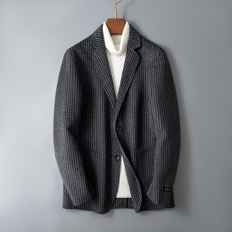 Men's Double - sided Wool Jacket Striped Suit Jacket - Alpaca House
