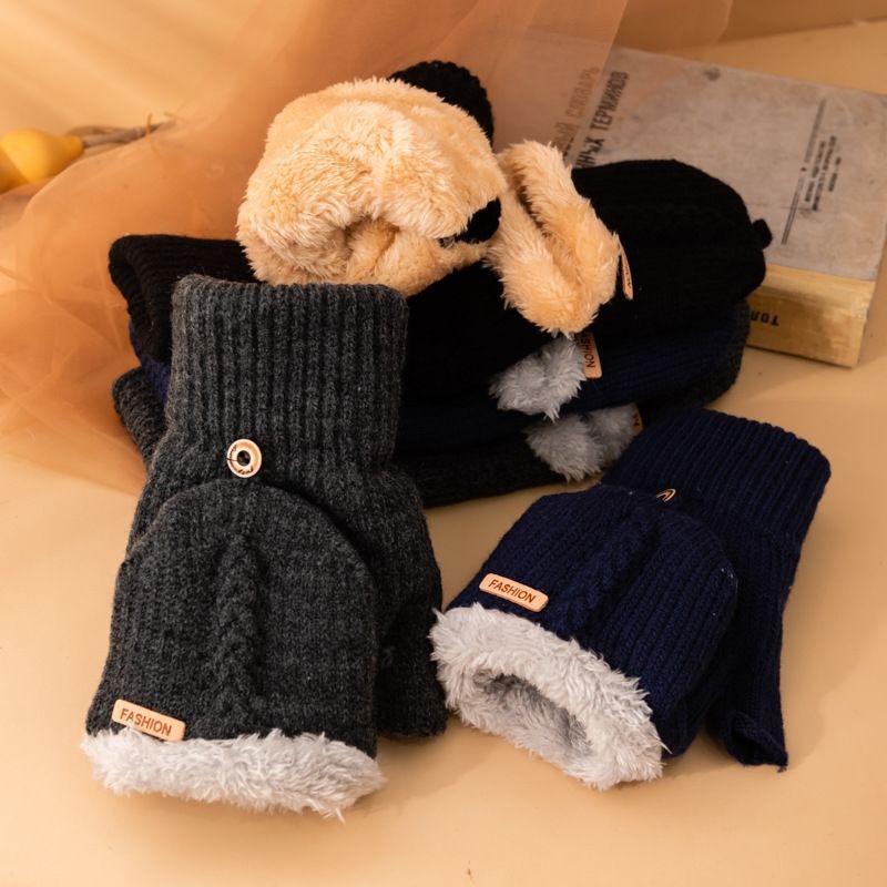 Men's Flip Knitting Wool Gloves Students Warm - keeping - Alpaca House