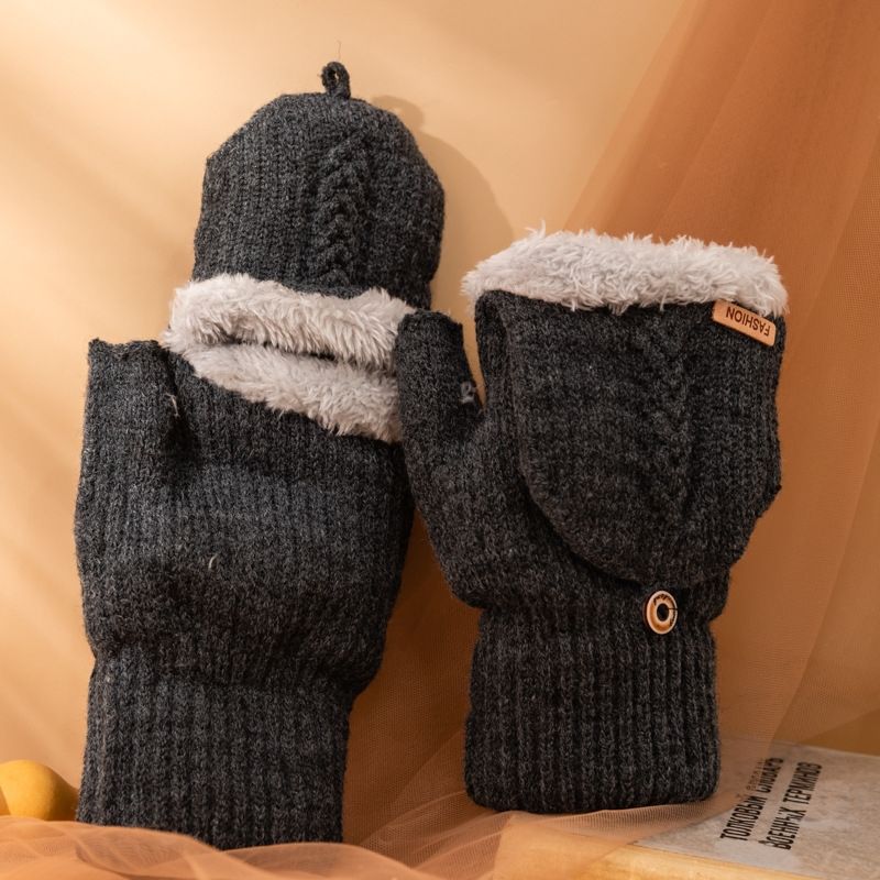 Men's Flip Knitting Wool Gloves Students Warm - keeping - Alpaca House