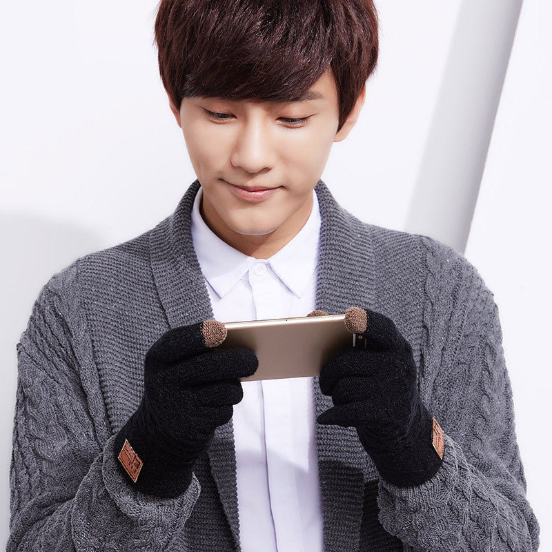 Men's Riding Wool Plus Velvet Thermal Knitting Gloves - Alpaca House