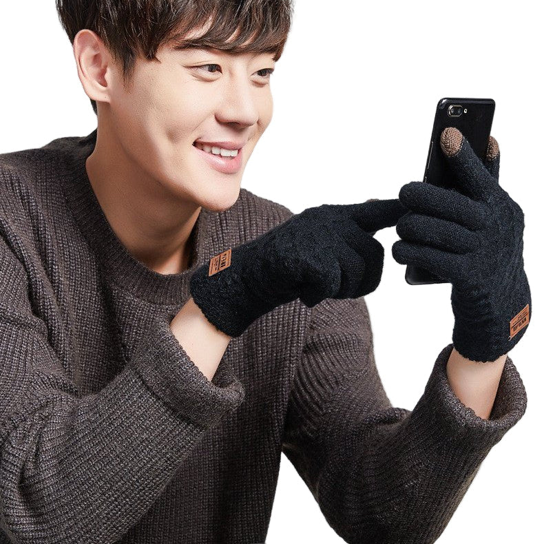 Men's Riding Wool Plus Velvet Thermal Knitting Gloves - Alpaca House