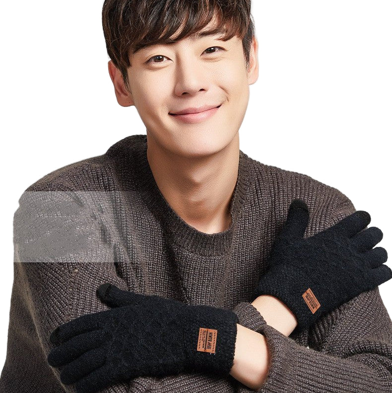 Men's Riding Wool Plus Velvet Thermal Knitting Gloves - Alpaca House