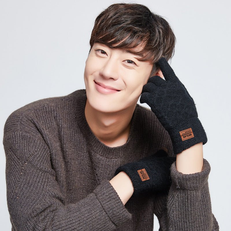 Men's Riding Wool Plus Velvet Thermal Knitting Gloves - Alpaca House