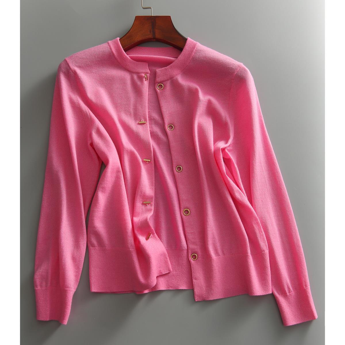 Metal Buckle Lazy Wool Coat Knitted Cardigan Thin Women - Alpaca House