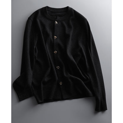 Metal Buckle Lazy Wool Coat Knitted Cardigan Thin Women - Alpaca House