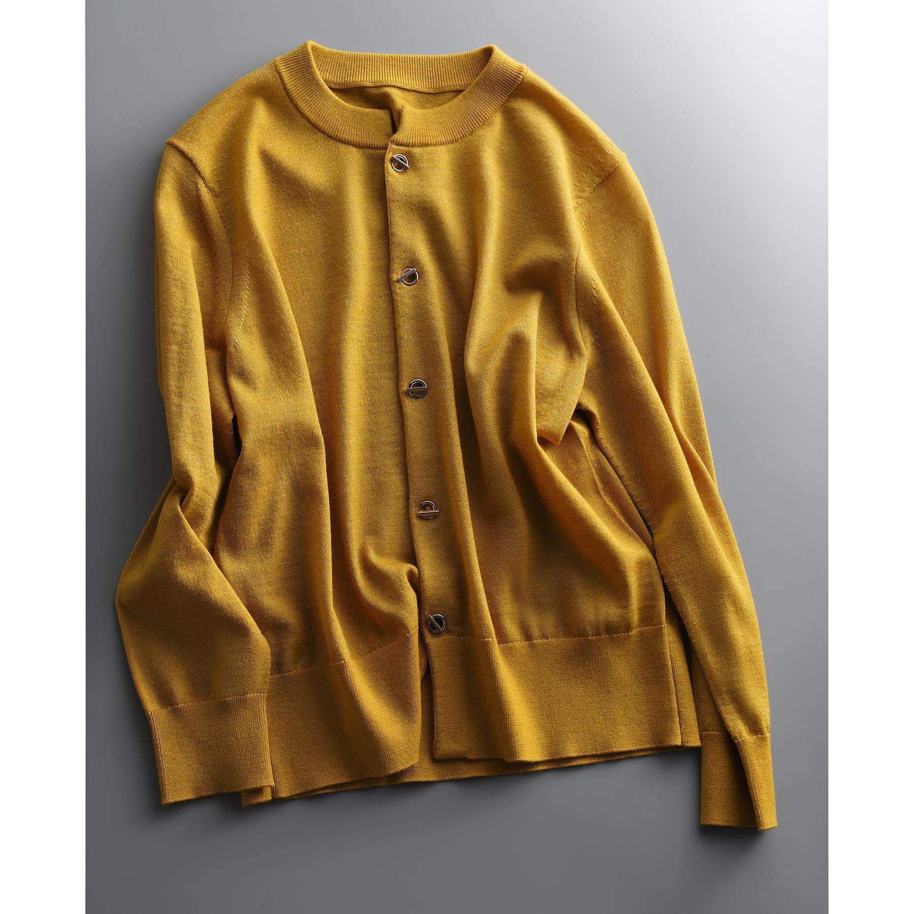 Metal Buckle Lazy Wool Coat Knitted Cardigan Thin Women - Alpaca House