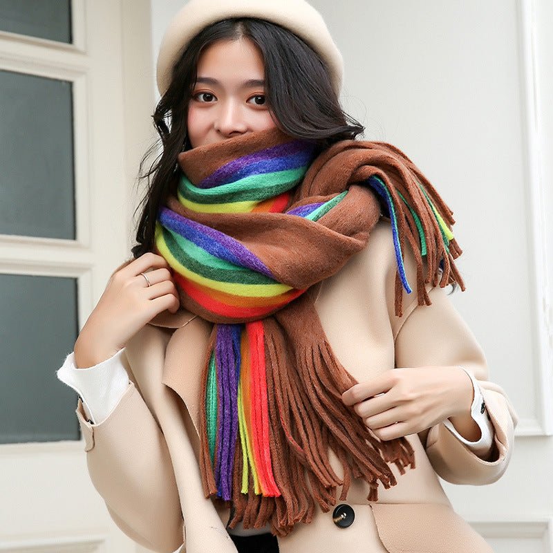 Rainbow Double - sided Scarf Cashmere - like Warm Scarf - Alpaca House