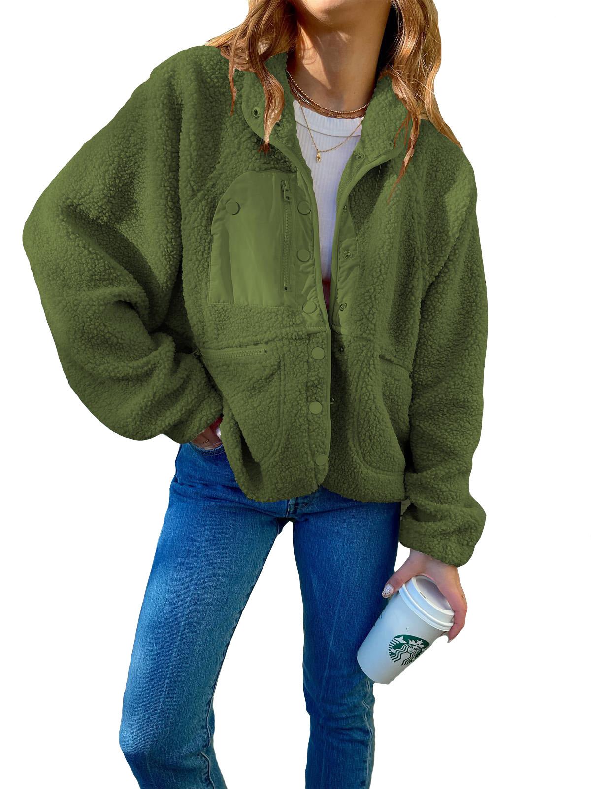 Short Cardigan Plush Jacket Lamb Wool Coat - Alpaca House