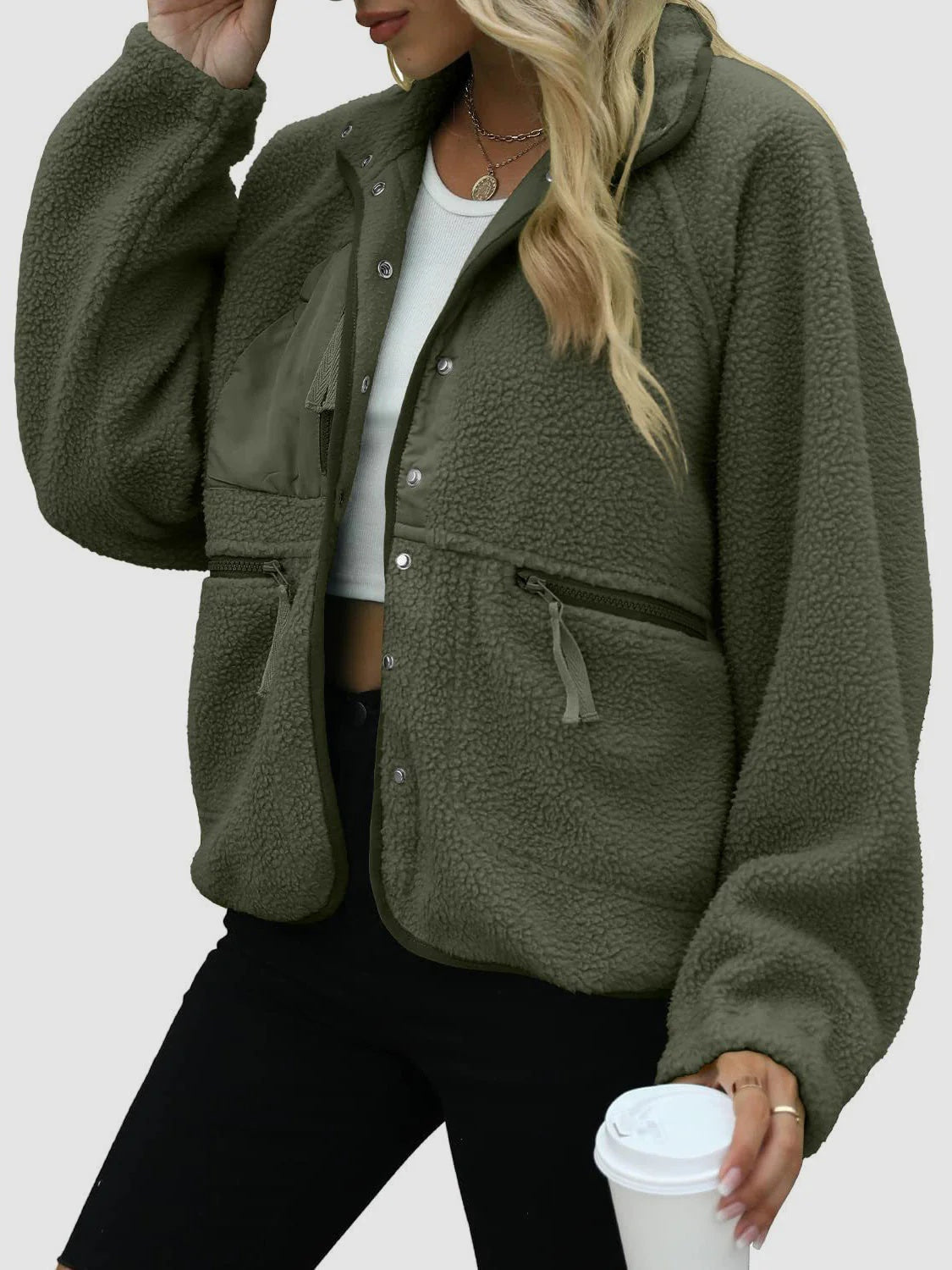 Short Cardigan Plush Jacket Lamb Wool Coat - Alpaca House