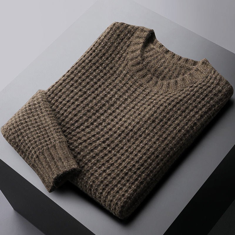 Spring And Autumn Two - color Wool - like Round Neck Sweater For Men - Alpaca House