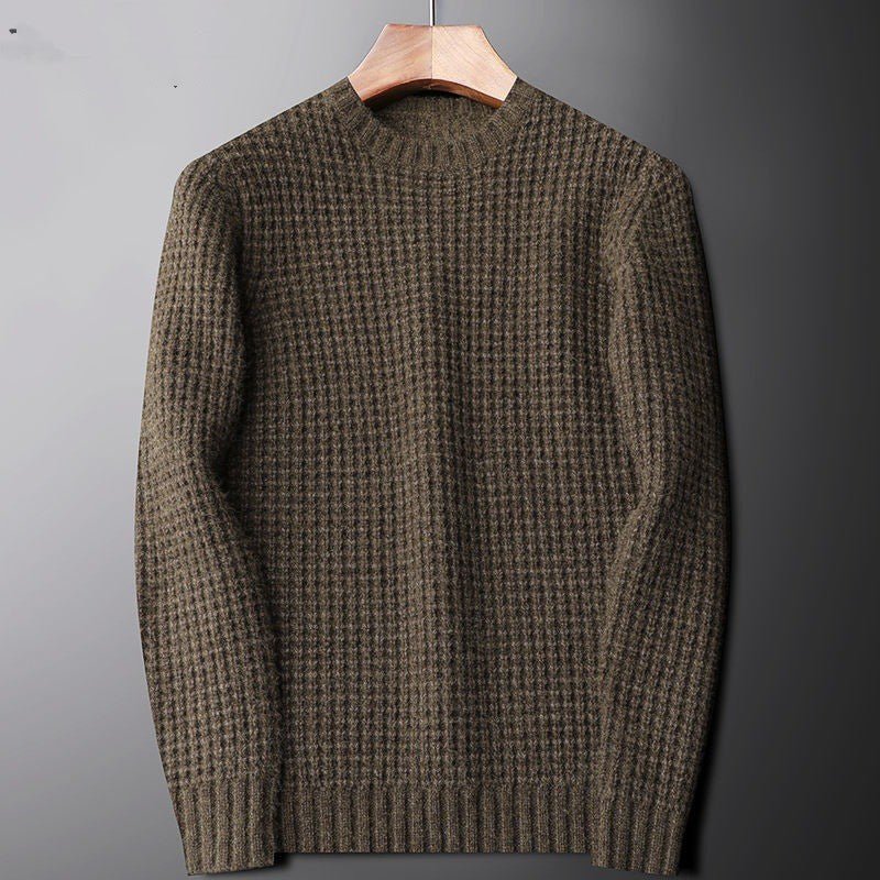 Spring And Autumn Two - color Wool - like Round Neck Sweater For Men - Alpaca House